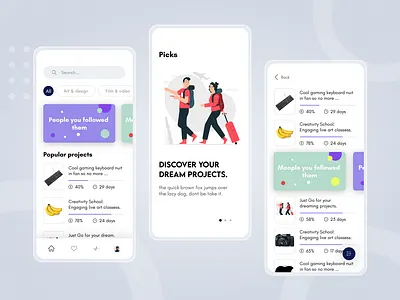 Discover your DREAM project (UI Design) app app design app designer illustration mobile app design mobile ui ui ui desgin ui designer wonderful ui