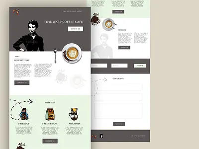 Time Warped Coffe Cafe design graphic design illustration ui ux web web design website website concept