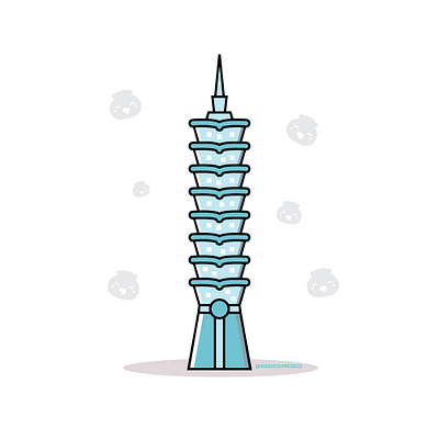 Taipei 101 building design dumplings flat design icon illustration logo taipei taiwan vector