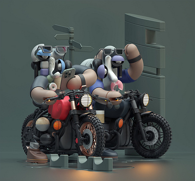 Bikers DUO 3d adobe art cinema4d design graphic design illustration inspiration modern octane
