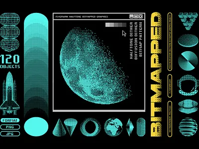 Bitmapped Halftone Design Elements display elements object png wave