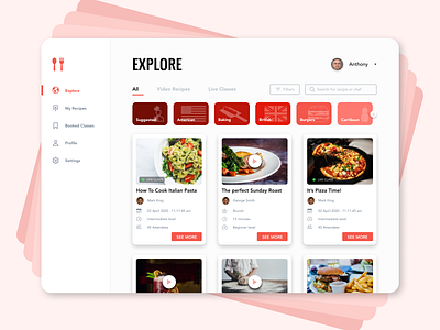 Cooking Recipes Platform branding chef classes clean design food food and drink recipes social social network ui ux vivid web