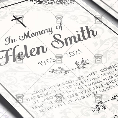 Vintage Funeral Card - Flyer PSD Template memory ceremony memory ceremony