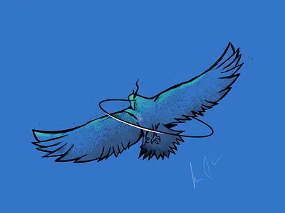 Blue Fenix 2d animal animals animeart art beast bird black blue design drawing fenix gaming geometric graphic illustration manga modern monster powerful
