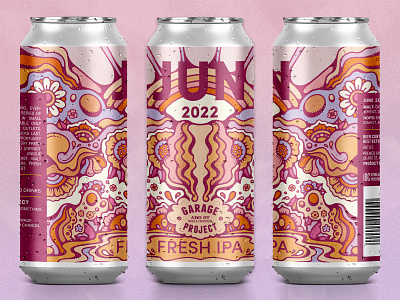 Garage Project IPA Beer Can 70s art direction beer beer can art craft beer design groovy indie beer livelyscout packaging procreate psychedelic retro retro colours vintage illustration