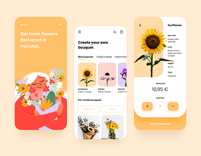 Flower delivery app app design debut ecommerce ecommerce app first shot flower app flowers mobile ui product design product page ui ui design ux