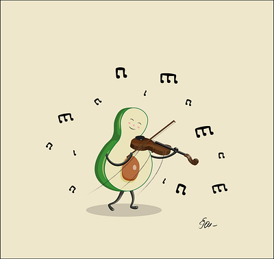 Violinist avocado character graphic illustraion illustration art illustrator violin violinist