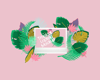 Tropical Laptop Mockup 3d 3d art 3d ilustration design illustration mockup mockup design vectary vectary 3d