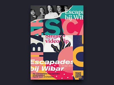 Escapades bij Wibar band colorful festival funk hiphop jazz music poster print soul typographic
