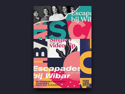 Escapades bij Wibar band colorful festival funk hiphop jazz music poster print soul typographic