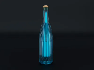 bottle blue sake 3d illustration