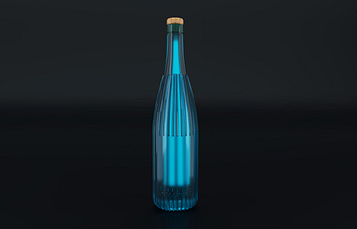 bottle blue sake 3d illustration