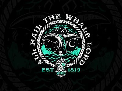 HitboTC - All Hail The Whale Lord apparel apparel graphics graphic tee graphic tees highscoretees hitbotc illustration merch nautical ocean pirate rope sea of thieves shirt twitch twitch logo vintage whale wood