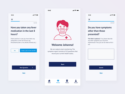 COVID-19 Mobile App application coronavirus covid design art health interface mobile mobile app pandemic product product design questionnaire ui ux