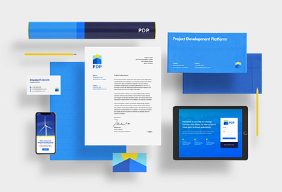 Project Development Platform: Collateral Suite blue branding corporate energy identity logo solar startup tech union