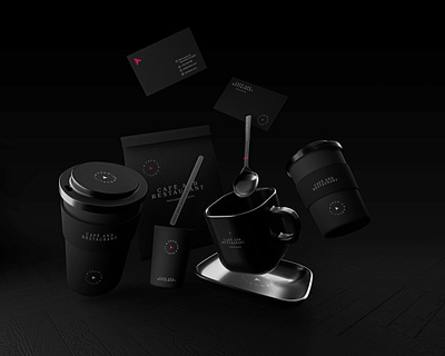 Café & Restaurant packaging Mockup 3d black branding cafe logo clean coffee coffee cup logo mockup modern
