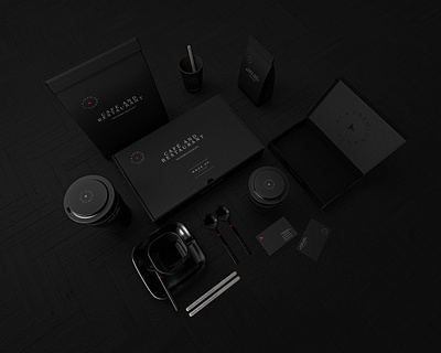 Café & Restaurant packaging Mockup 3d black box package cafe logo cardboard pack clean coffee coffee cup mockup modern