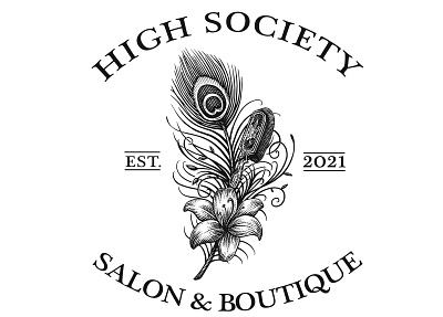 High Society Salon & Boutique Logo by Steven Noble artwork design engraving etching illustration line art logo scratchboard steven noble