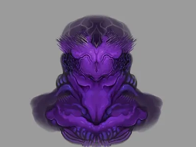 Creature design digital ink green horns illustration krotalon monster méxico natural plant