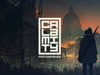 Calamity Typeface album big bold cover creativemarket display film flyer font font design font family futuristic game gaming industrial logo monospace music poster title