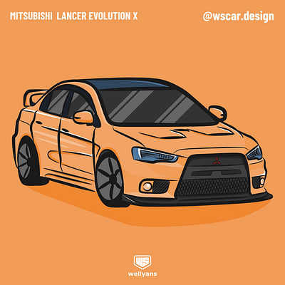 Mitsubishi Lancer Evolution X automotive burnout car cars emblem evolution x illustration japan japanese jdm lancer mitsubishi muscle racecar racing speed supercar transportation vector vehicle