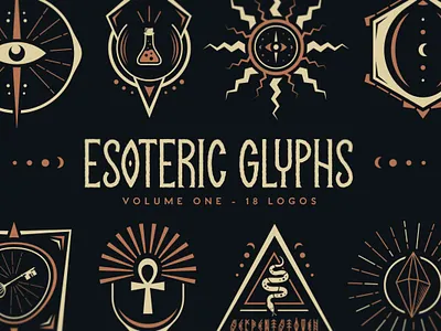 Esoteric Glyphs branding creativemarket design esoteric fantasy game glyphs illustration logo mystical occult title tugcu vector