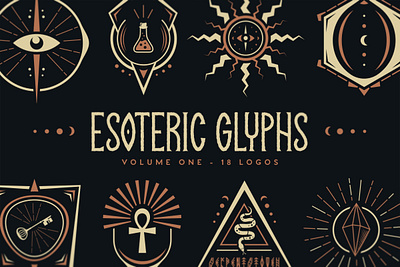 Esoteric Glyphs branding creativemarket design esoteric fantasy game glyphs illustration logo mystical occult title tugcu vector