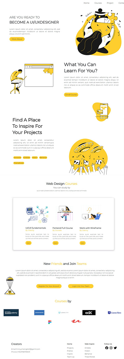 Cartoon Illustration Web Design illustration typography ui vector web