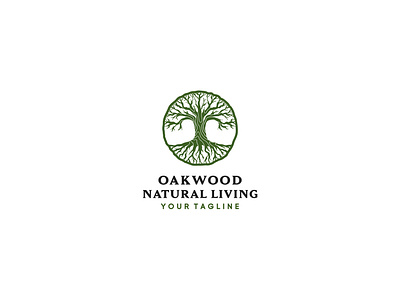 Oakwood Natural Living agriculture available circle emblem enviromental logo nature oak sale tree tree of life vector vintage