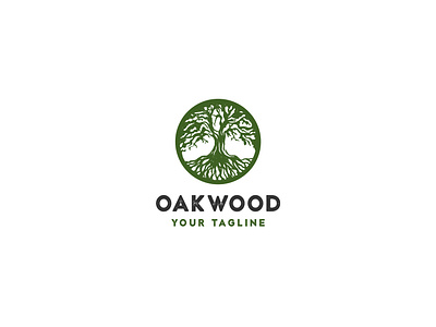 Oakwood available circle classic emblem emblems handmade merchandise oak oak tree oakland sale tree tree logo vintage wood