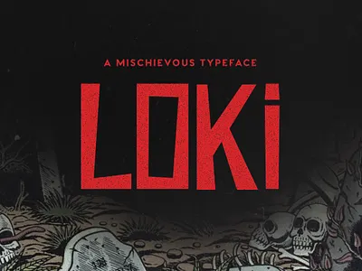 Loki Typeface album comic cover creativemarket font game gaming logo music poster retro title tugcu typedesign typeface