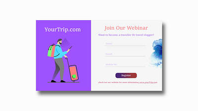 Webinar Registration form dailyui dayliui design register form signup travel uidesign webinars website