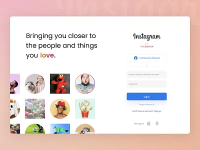 Instagram Login branding design instagram landing login redesign sign in signup ui ux web