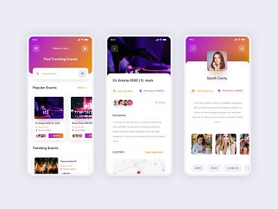 Event App UI Concept clean design clean ui event event app filter screen flat location minimal profile user screen