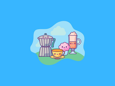 Happy Teaset design illustration vector