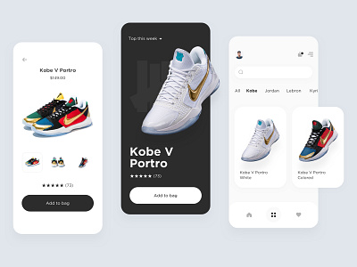 Sneak Peek: Shoes App black black and white clean clean design kobe kobe bryant lakers nike shoes shoes store ui undefeated ux