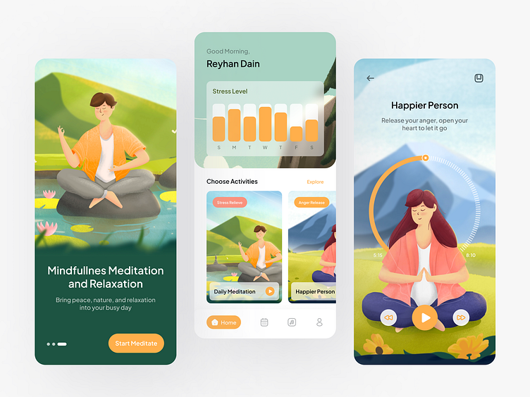 Hiling - Meditation Mobile App by Dhimas Rasyad for Picko Lab on Dribbble