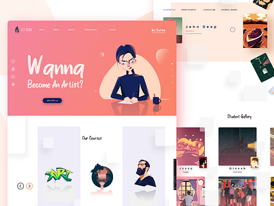 User interface Design - Art school Website branding colorfull ui design illustration illustration ui ui user interface user interface design website designer website designer chennai