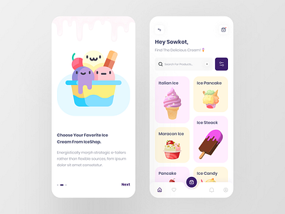 IceShop - Ice Cream Shop 2020 trend 3d 3d art app app design colorful dribbble best shot ecommerce icecream illustraion ios mobile mobile app popular shop shopping app trendy ui uidesign ux