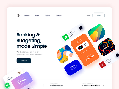 Online Bank Website Design app bank banking budget concept credit card design finance illustration landing minimal money product design typography ui ux web web design website website design