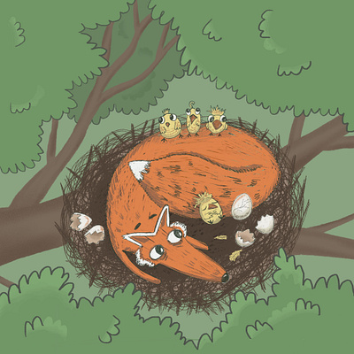 Fox babysitter animal illustration book illustration character design cute art fairytale funny illustration illustration invite picture book procreate shot