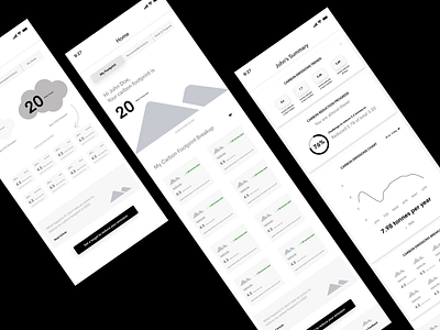 earth hero app wireframes app design app mockups app wireframes carbon emissions tracking climate change design global warming mobile app ux mobile ux progress tracking user experience ux ux design wireframe