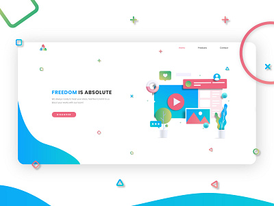 Tridatu Solution - Software House Landing Page agency blue design geometic gradient green illustration interactive design interface minimalism minimalist modern red ui ux vector web webdesign website