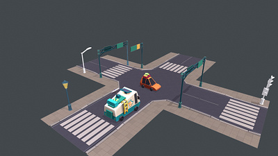 Some WIP of Road addon to Cartoon Low Poly city! 3d builder bus cars cartoon city download funny game low lowpoly meshville mobile model poly top wip