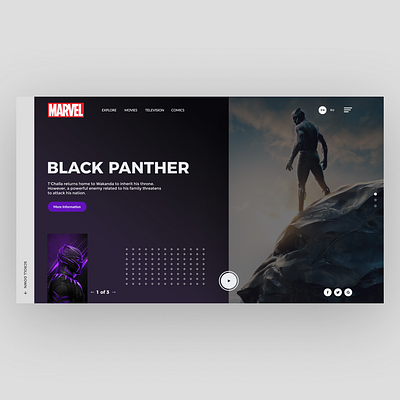 Black Panther UI Concept 2020 | Rish Designs adobexd black panther blackpanther dailyui dark ui dc comic disney figma hero design imdb landingpage marvel marvel rish designs ui ui design uidesigner ux uxui webdesign website design