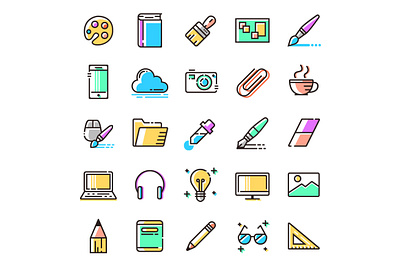 Multicolor outline icons