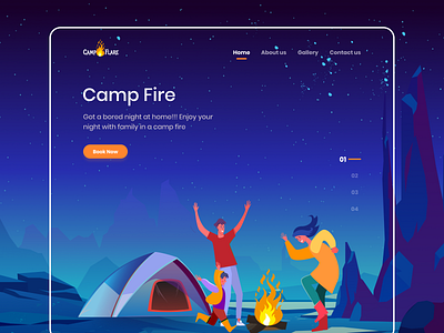 Camp Flare Landing Page design figma flat icon illustration minimal ui ux vector web website