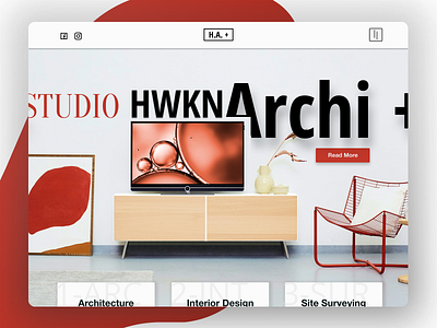 HWKN Archi+ Studio UI archi architecture archive challenge design desktop dribbble house interface old post red studio typography ui uiux user userexperience userinterface ux