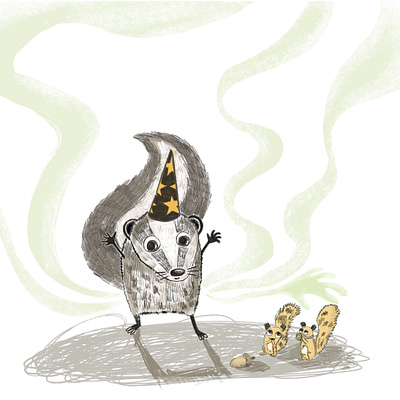 The skunk and the magic of smell animal illustration book illustration comic cute art digital illustration digital illustrations fairytale funny illustration illustration pencil picture book procreate storytelling