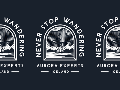 Aurora Experts badges aurora aurora borealis badge branding iceland illustration lettering logotype typography